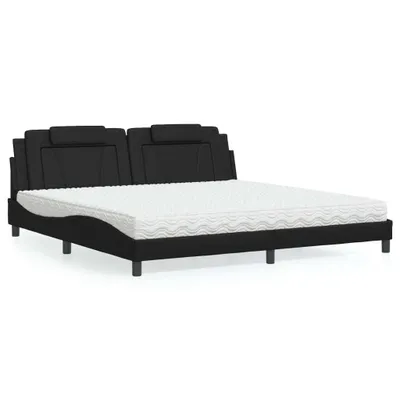 Image de vidaXL Lit "Viana" avec matelas Noir 200x200 cm Similicuir