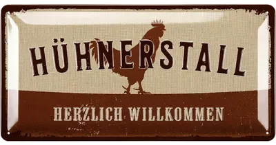 Produktbild von Blechschild HÜHNERSTALL Schild, Hühner Schild, Hühner Deko Geschenk als Hühnerstall Zubehör und retro Wanddeko, Farmhouse Deko Bauernhof