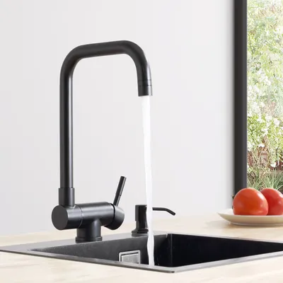 Produktbild von Wasserhahn Küche  360° drehbar Küchenarmatur Edelstahl Spültischarmatur  Küche matt Schwarz