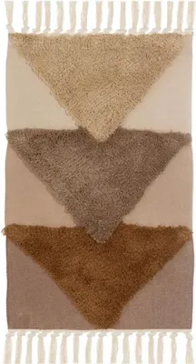 Obrázek produktu pro HowHomely | Koupelnová předložka - 50 x 80 cm - béžovo-hnědá - s třásněmi