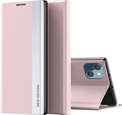 Produktbild von iPhone 13 Hülle, Leder PU Magnetisch Klapphülle PC Innere Schutzhülle mit Standfunktion für iPhone 13 Rosa