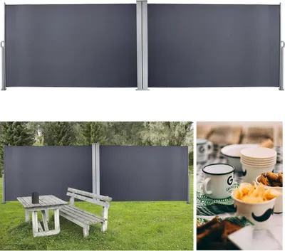 Produktbild von Wolketon Doppelseitenmarkise ausziehbar -160 x 600 cm Anthrazit Seitenmarkise UV£¬Reissfestigkeit£¬seitlicher Sichtschutz sichtschutz£¬fuer Balkon Terrasse ausziehbare markise