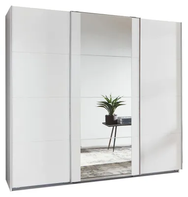 Produktbild von Schwebetürenschrank Bern Kleiderschrank mit Spiegel 225x64x210cm weiß (18918)