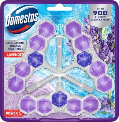 Zdjęcie produktu dla Domestos Kostka Power 5 Lavender Zawieszka do WC 3x50g