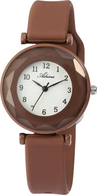 Produktbild von Adrina Damenuhr mit Silikonarmband, 3-Zeiger/analog, facettieres Mineralglas