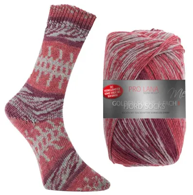 Produktbild von Pro Lana FJORD SOCKS 100 g 4-fach Norweger-Sockenwolle mit zauberhaftem Norwegermuster 420 m Farbe 193 - beere color