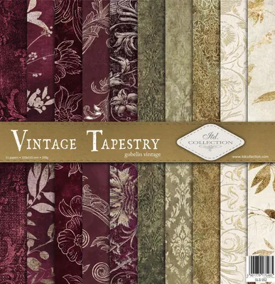 Image de ITD Set 11 pcs 31x32cm recto papier scrapbooking 200g, motifs de tapisserie vintage, vintage