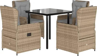 Produktbild von vidaXL 5-tlg. Garten-Essgruppe mit Kissen Beige Poly Rattan