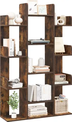 Produktbild von GOPLUS Bücherregal in Baumform, 13 Ebenen Aufbewahrungsregal, Raumteiler Regal Holz, Büroregal Standregal Vintage, für Wohnzimmer, Arbeitszimmer & Büro, 86 x 24,5 x 141 cm