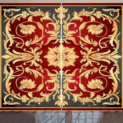 Zdjęcie produktu dla ARANDE Zasłona w tureckie wzory, osmańska spirala liściasta ramka w stylu filigranowym Royal i Retro, 280 x 175 cm, musztardowy czarny rubinowy