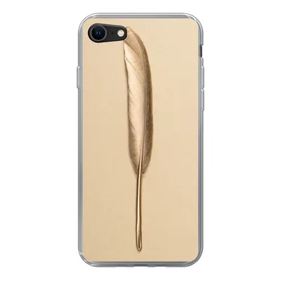 Produktbild von MuchoWow® Handyhülle Schutzhülle Hülle für iPhone 8 Gold bemalte Feder auf einem goldenen Hintergrund Silikon Softcase Handy Hülle - Schutzhaube