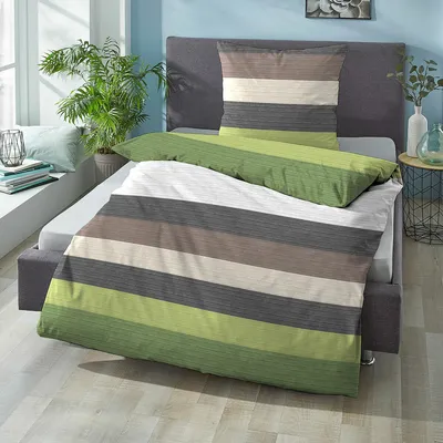Produktbild von Biberna Mako-Satin Bettwäsche 616233-426 pistaziengrün 135x200 cm + 80x80 cm