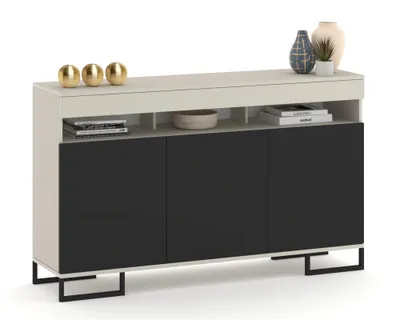 Produktbild von Große Kommode Fernsehschrank LUNA 3D Kaschmir/Schwarz 160cm