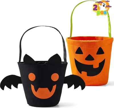 Produktbild von JOYIN Halloween Fledermaus Kürbis Filz Süßigkeiten Eimer Set