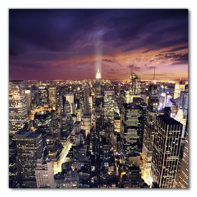 Produktbild von Wallario selbstklebende Möbelfolie/ Tischdecke für Innen und Außen, Größe: 90 x 90 cm - New York bei Nacht - Panoramablick über die Stadt