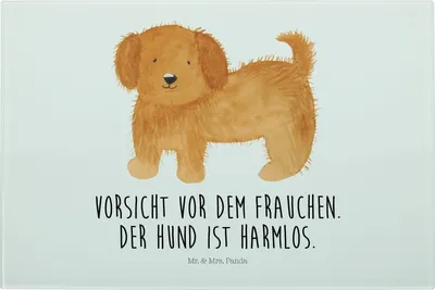 Produktbild von Mr. & Mrs. Panda Glasbrettchen Hund Flauschig - Weiß - Geschenk, Schneidplatte Glas, Hackbrett, Niedlich, Vierbeiner, Schneidebrett, schneidbrett, Schneideplatte, Sprüche