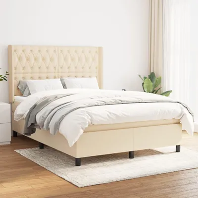 Produktbild von "2024"cloris Boxspringbett mit Matratze Creme 140x190 cm Stoff - Klassische Betten CHY73619808