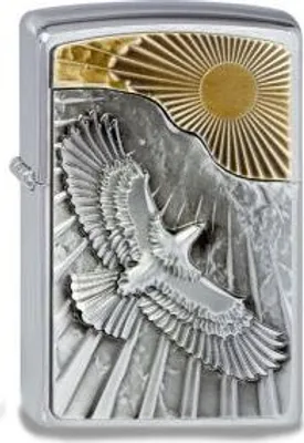 Obrázek produktu pro Zippo 2003192 Eagle Sun-Fly Emblem Benzínový Zapalovač | Mosaz | Exkluzivní Design