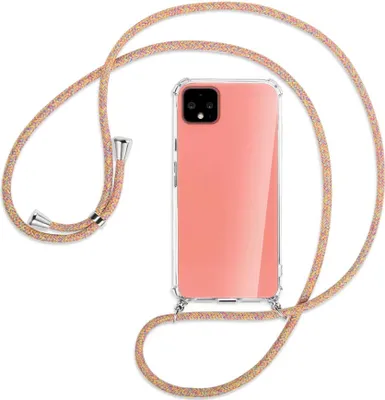 Produktbild von Handykette Backcover-Schutzhülle mit Band (Metall silberfarben) für Google Pixel 4 - Rainbow