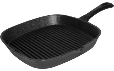 Produktbild von Grillpfanne, Gusseisen gerillt, 230x230x35 mm (BxTxH)
