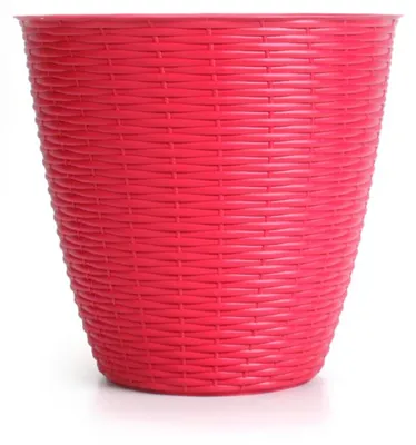 Image de Pot de fleurs "Paglia" en plastique - Rouge corail - D 24 x H 22,3 cm