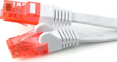 Produktbild von 30m Flachband Netzwerkkabel Cat6, weiß/rot