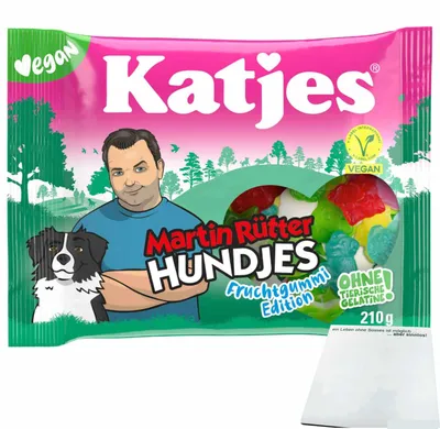 Produktbild von Katjes Martin Rütter Hundjes Fruchtgummi (210g Beutel) + usy Block
