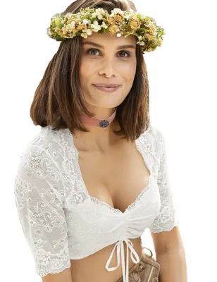 Produktbild von Nina von C. Spitzen Dirndlbluse "Malina" Halbarm 16463892 | Weiß Größe: 42