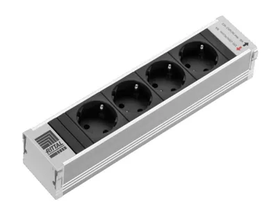 Zdjęcie produktu dla Rittal DK 7856.100, Wewnętrzna, Typ D, Aluminium, Plastik, Aluminium, Czarny, 4 x gniazdo sieciowe, 250 mm