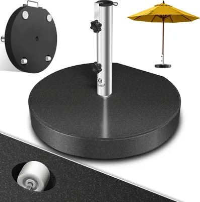 Produktbild von KESSER® Granit Sonnenschirmständer mit Edelstahlrohr, Hochwertiger Schirmständer Sockel 30KG - für Schirmstöcke bis 16-48 mm, Inkl. Transport Griff Garten Balkonschirmständer