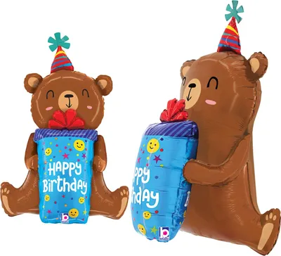 Produktbild von Shape Folienballon Bär "Happy Birthday" | 86 cm