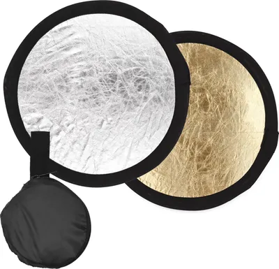 Zdjęcie produktu dla okrągły reflektor fotograficzny 30 cm / 12 cali srebrno-złoty 2 w 1 składany do fotografii studyjnej z torbą do przenoszenia