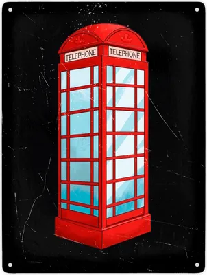 Produktbild von Metallschild XXL in 28x38 cm mit roter Telefonzelle im Used-Look