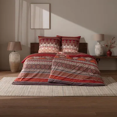 Produktbild von Estella Mako Interlock Jersey Bettwäsche Martina orange 155x220 cm + 80x80 cm