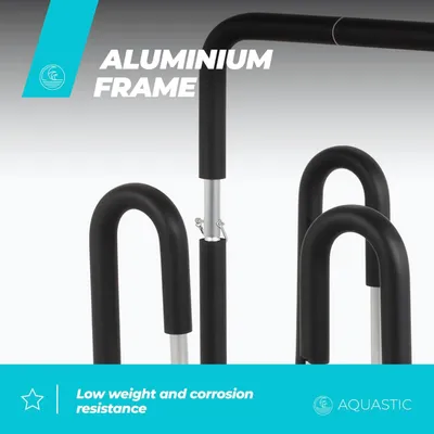 Imagen del producto de Carrito para tablas de paddle surf (SUP) | Furgoneta de transporte para 2 tablas de SUP | Estructura de aluminio ligera, con capacidad de carga de 60 kg | Ruedas de 10 pulgadas, sin necesidad de mantenimiento |