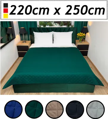 Produktbild von Tagesdecke Bettüberwurf mit Ultraschall genäht, Steppdecke mit Wolkenmuster, Bettdecke Stepp Decke Doppelbett Weich und bequem (Grün, 220X250)