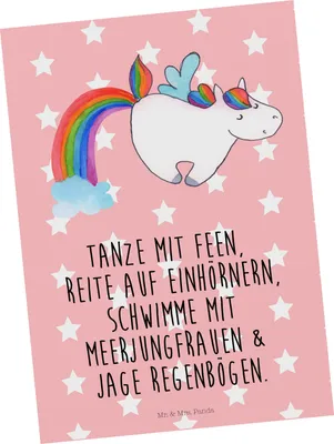 Produktbild von Mr. & Mrs. Panda Postkarte Einhorn Fliegendes Pferd - Rot Pastell - Geschenk, Regenbogen, Ansichtskarte, Unicorn, Ansichtskarten, Glitzer, Spielen, Realität, Fotokarte
