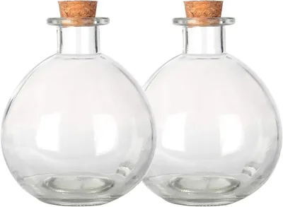 Imagen del producto de Botellas de vidrio decorativas, 260 ml, juego de 2 unidades, con tapones de corcho, para la decoración del hogar