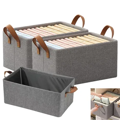 Produktbild von Stoffaufbewahrungsbox-Set,3faltbare Aufbewahrungsboxen mit Griffen,48x28x20cm,geeignet zur Aufbewahrung von Kleidung,Bettwäsche,Pullovern,T-Shirts