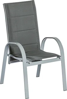 Produktbild von Merxx Stapelsessel mit Gasdruckfeder Amalfi 2er Set - Aluminiumgestell Silber mit Textilbespannung Grau