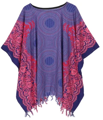 Produktbild von Poncho, Tunika, Strandkleid, Kaftan, Damen Übergröße - Lila, Viskose, Blusen & Tunikas