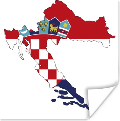 Produktbild von MuchoWow® Poster Die Flagge von Kroatien auf der Karte 30x30 cm - Wandposter - Printing