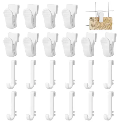 Raster-Mauerhaken-Clips, 20+24 Stück, Kunststoff, Weiß