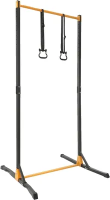 Image de Barre de traction réglable en hauteur, avec anneaux de gymnastique, de couleur noire