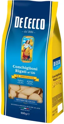 Produktbild von 5x Pasta De Cecco 100% Italienisch Conchiglioni Rigati n 126 Nudeln 500g