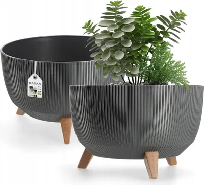 Image de KADAX Pot de fleurs en plastique "Milis", bac à fleurs avec trois supports d'insertion, anthracite, 40 cm