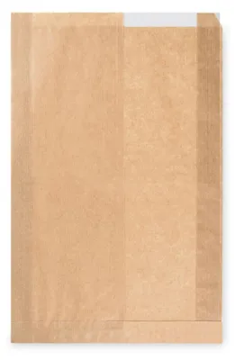 Produktbild von 1000x Papierfaltenbeutel Papiertüten mit Fenster braun 22+5 x 34cm Brotlaib