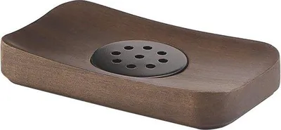 Imagen del producto de Recipiente para jabón de madera, color marrón nuez, 14x8x11 cm, para baño