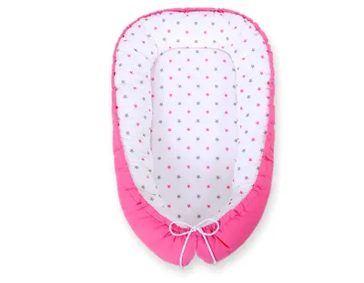 Image de Bobono lit de bébé Premium gris-rose 95x55 cm cocon réversible avec  Okotex