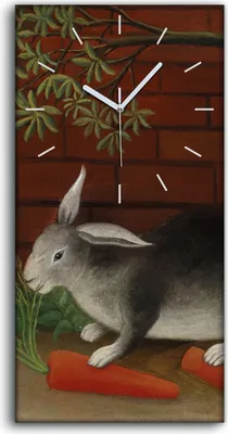 Produktbild von Leinwand Wanduhr Wandkunst Uhr 30x60 Gemälde Karotte Tier Kaninchen Kunst - weiße Hände